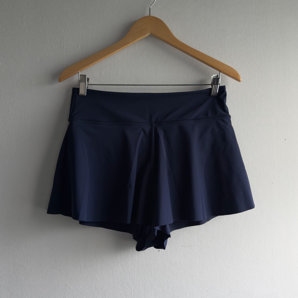 Athleta Swim Skort Women Medium Navy Blue Built-in Brief Active Skirt Sporty